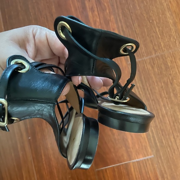 French Sole NY FS/NY Black Leather Lace Tie Flats - Picture 2 of 5